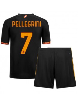 AS Roma Lorenzo Pellegrini #7 Ausweichtrikot für Kinder 2023-24 Kurzarm (+ Kurze Hosen)